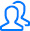 Blue outline of a person silhouette with a question mark, indicating help or unknown user